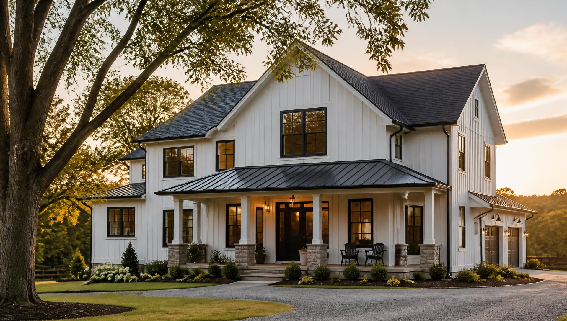 Newly built custom home in Northern Virginia at golden hour
